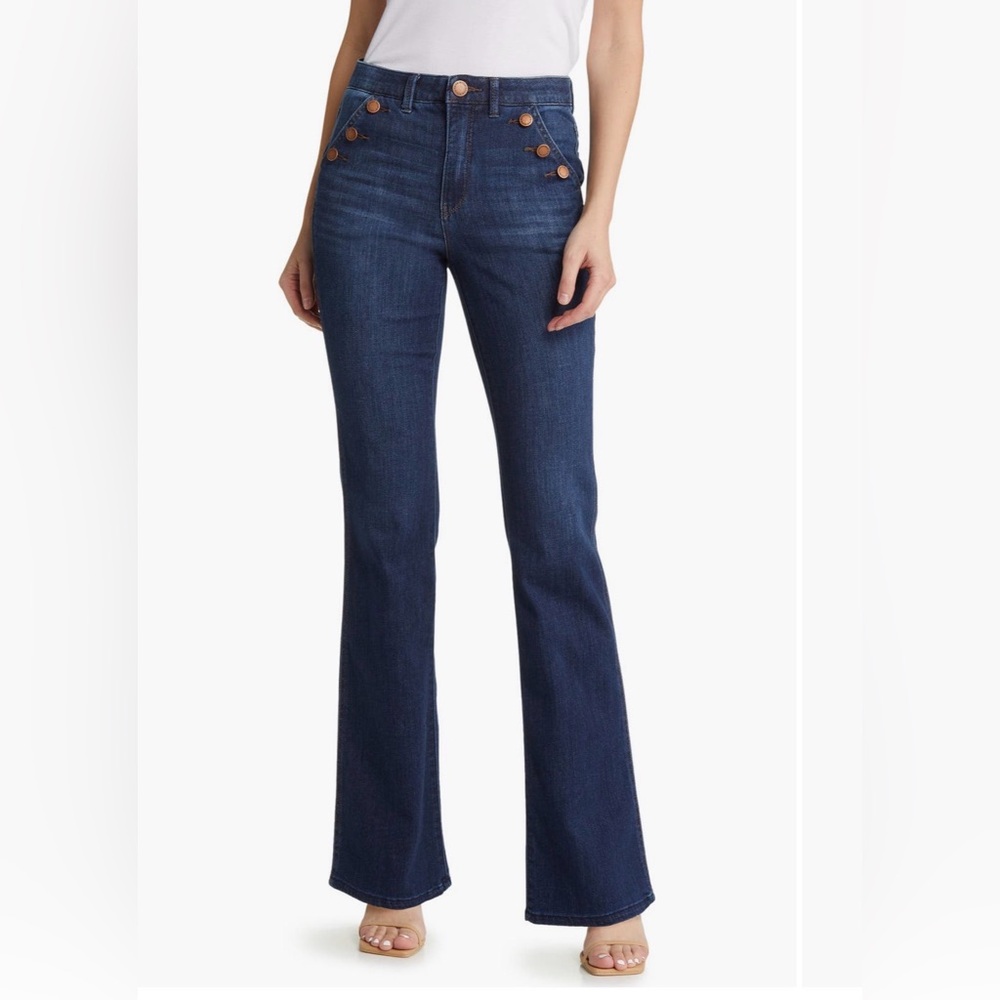 Wit & Wisdom Dark Blue Flare Jeans with Button Accents
